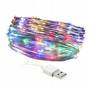 LAMPKI CHOINKOWE DRUCIK LED 100 MULTIKOLOR USB MIX