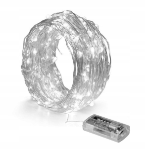 LAMPKI CHOINKOWE DRUCIK LED 100 BIAŁY BATERIE COLD