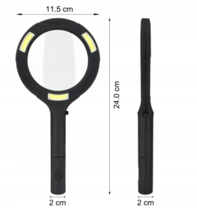 Lupa szklana podświetlana led cob 3x szkło
