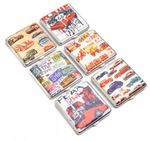 PAPIEROŚNICA METALOWA AUTA EKOSKÓRA 20 PAPIEROSÓW