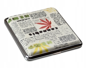 PAPIEROŚNICA METALOWA MARIHUANA THC CBD EKOSKÓRA 20 PAPIEROSÓW REGGAE
