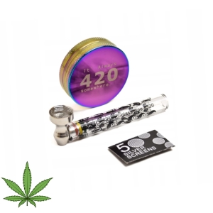 MŁYNEK GRINDER FAJKA SZKLANA CBD THC ZESTAW