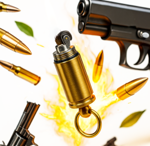 Zapalniczka benzynowa w kształcie naboju, zawieszka.